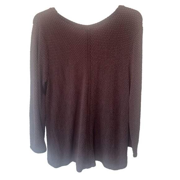 Habitat Womens Chocolate Brown Textured Long Sleeve Tunic Top L Stretch Boho - Picture 6 of 11